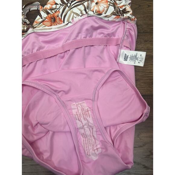 Lands' End Floral Skirted Front One Piece Swimsuit White Orange Sz 4 NWT - Picture 5 of 5